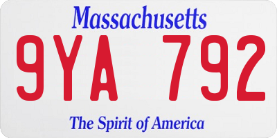 MA license plate 9YA792