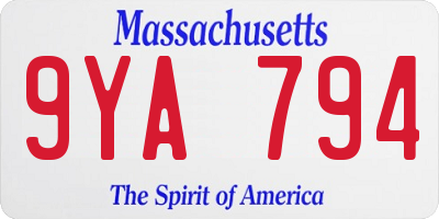 MA license plate 9YA794