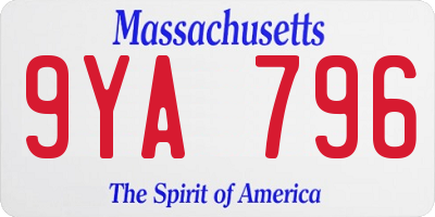 MA license plate 9YA796