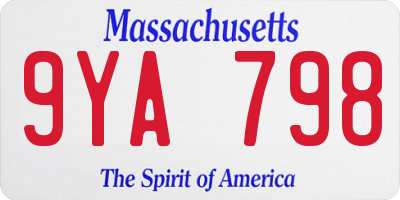 MA license plate 9YA798