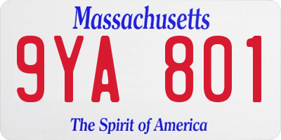 MA license plate 9YA801