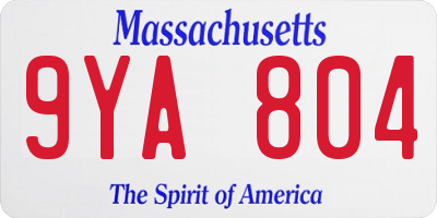 MA license plate 9YA804