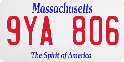 MA license plate 9YA806