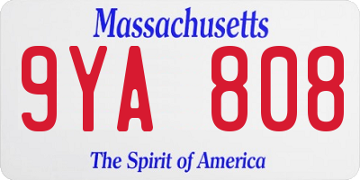 MA license plate 9YA808