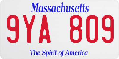 MA license plate 9YA809