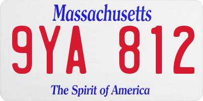 MA license plate 9YA812