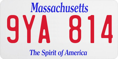 MA license plate 9YA814