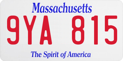 MA license plate 9YA815