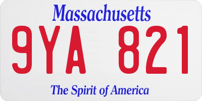 MA license plate 9YA821