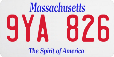 MA license plate 9YA826