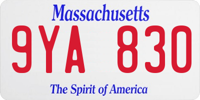 MA license plate 9YA830