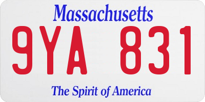 MA license plate 9YA831