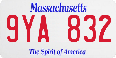 MA license plate 9YA832