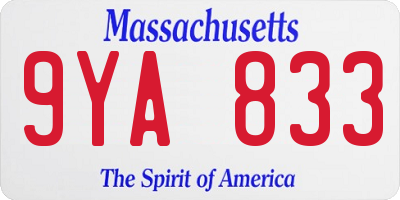 MA license plate 9YA833