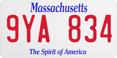 MA license plate 9YA834