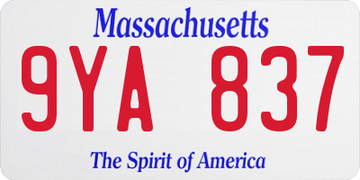 MA license plate 9YA837