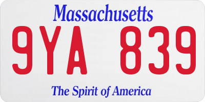 MA license plate 9YA839