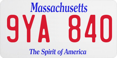 MA license plate 9YA840