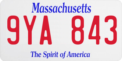 MA license plate 9YA843