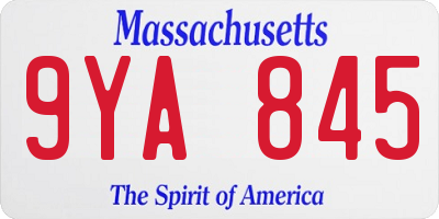 MA license plate 9YA845