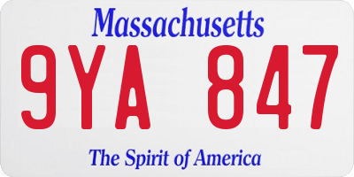 MA license plate 9YA847
