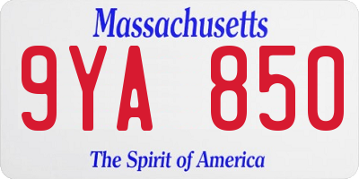 MA license plate 9YA850