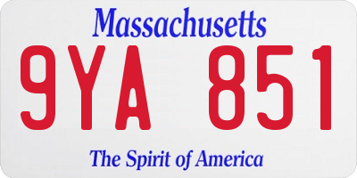 MA license plate 9YA851