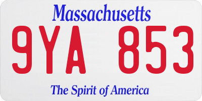 MA license plate 9YA853
