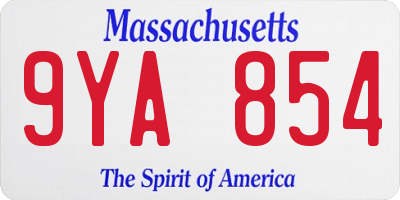 MA license plate 9YA854