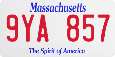 MA license plate 9YA857