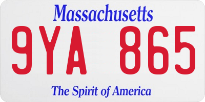 MA license plate 9YA865