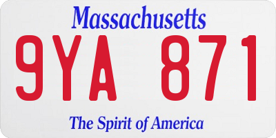 MA license plate 9YA871