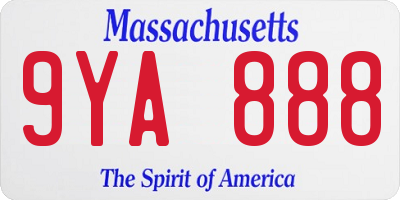 MA license plate 9YA888