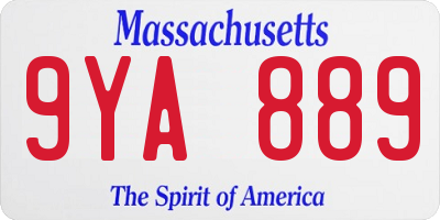 MA license plate 9YA889