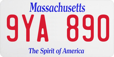 MA license plate 9YA890
