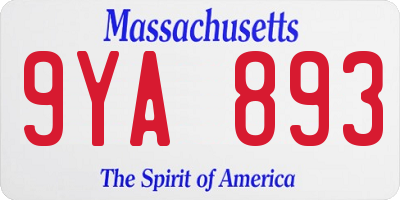 MA license plate 9YA893