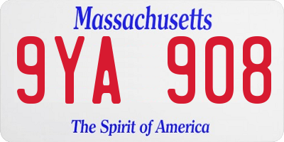MA license plate 9YA908