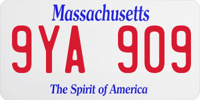 MA license plate 9YA909