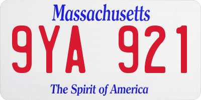 MA license plate 9YA921