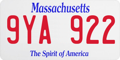 MA license plate 9YA922