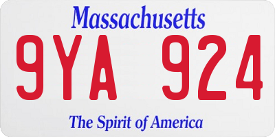 MA license plate 9YA924