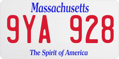 MA license plate 9YA928