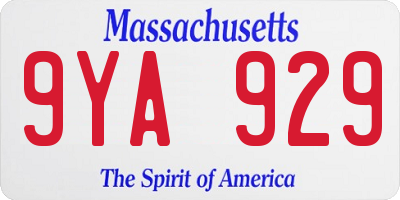 MA license plate 9YA929