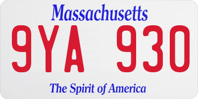 MA license plate 9YA930