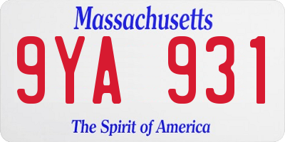 MA license plate 9YA931