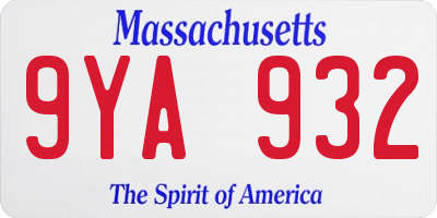 MA license plate 9YA932