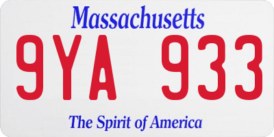 MA license plate 9YA933