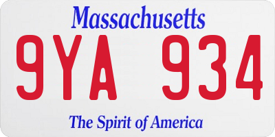 MA license plate 9YA934