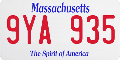 MA license plate 9YA935