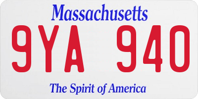 MA license plate 9YA940
